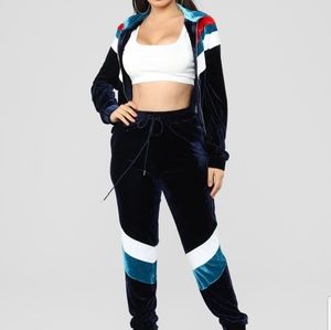 Velour tracksuit, sweatsuit, top and bottom set